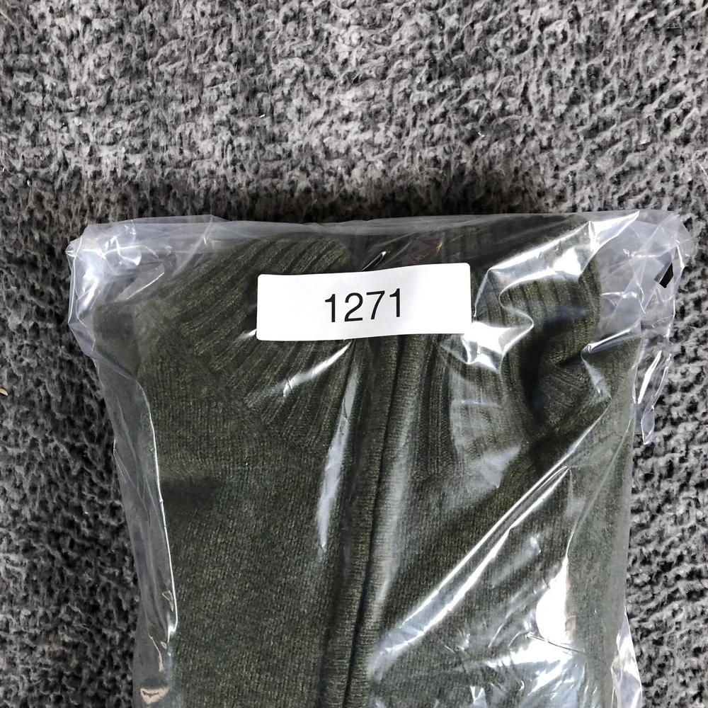 J. Crew Sweater Mens Large Green 1/4 Zip Mock Neck Lambswool Pullover Knit
